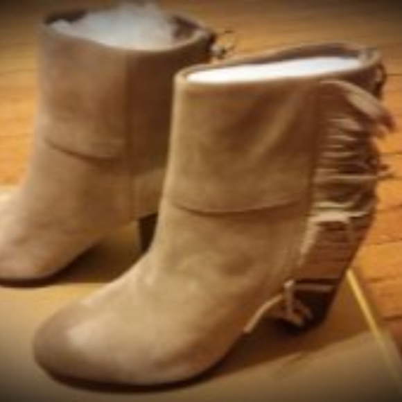 ASH SUEDE FRINGE QUICK STONE ANKLE BOOTIES BOOTS 8 - Picture 4 of 5